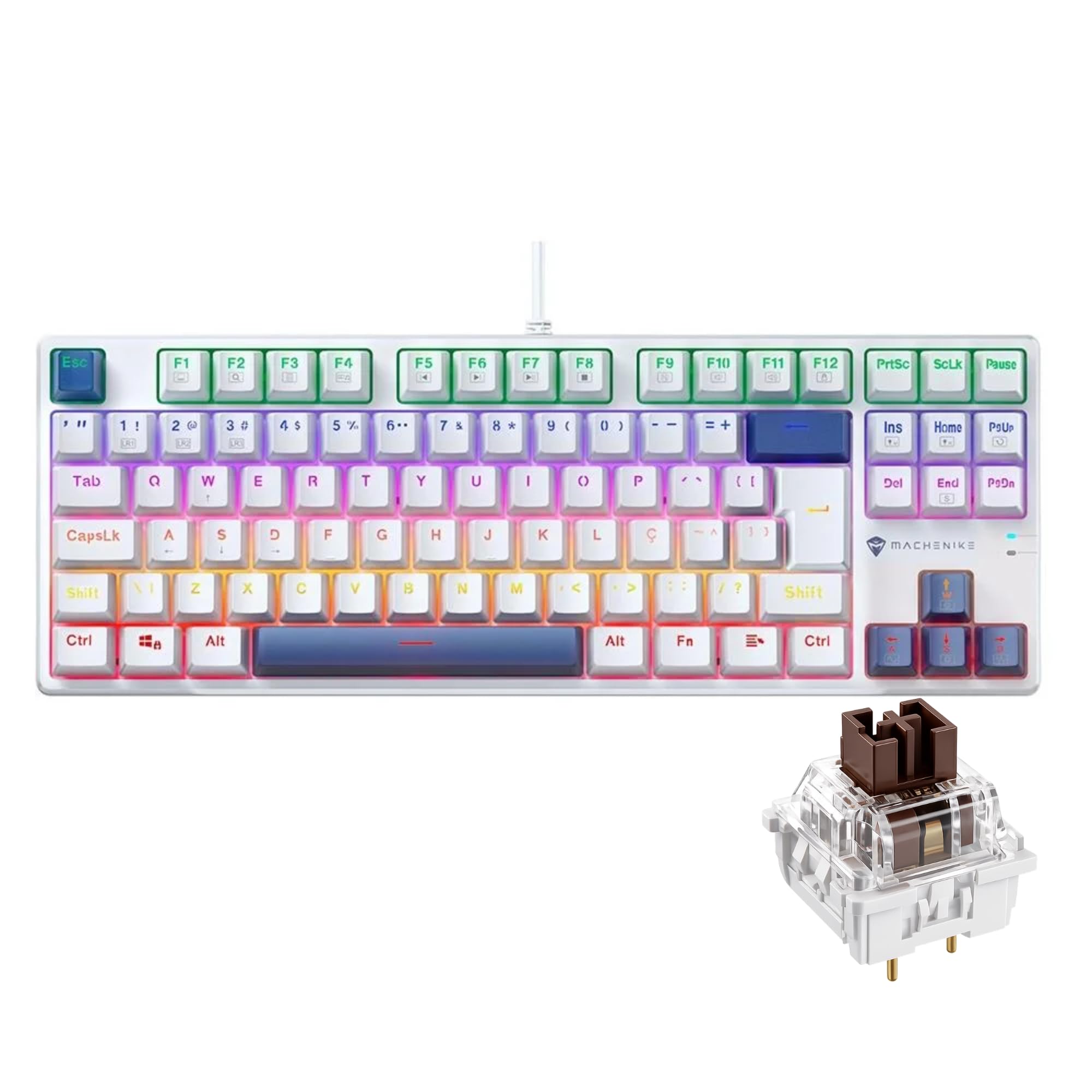 まいきー。 Teclado Mecânico Gamer Machenike K500-B87, RGB Switch Brown